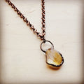 Long Copper Necklace with Genuine Citrine Copper Pendant 255g
