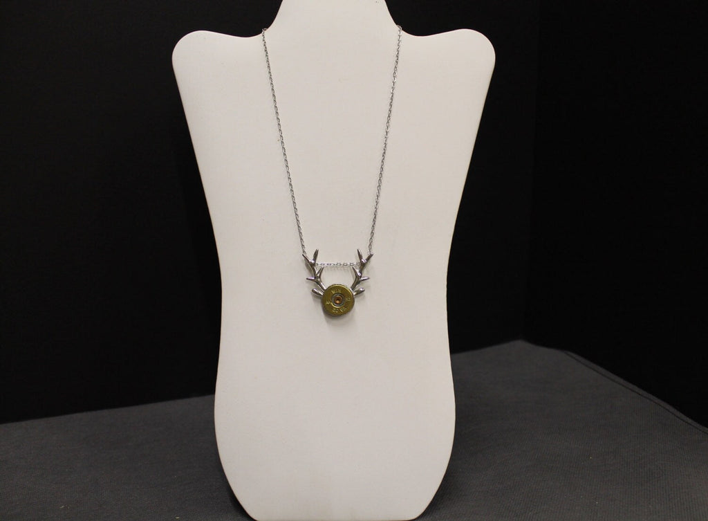 Deer Antlers Shotgun Shell Necklace, Country Western Shotgun Shell Jewelry Gift For Her, Hunting Jewelry, Deer Horns Jewelry Girlfriend Gift
