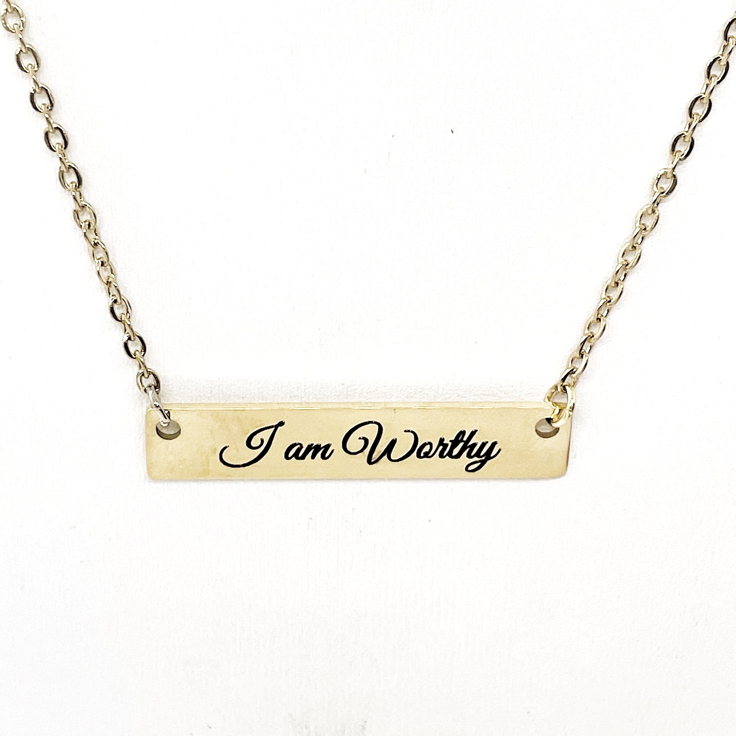 Affirmation Jewelry, I am Worthy Necklace, Encouraging Her, Motivating Her, Strong Woman Gift, Affirmation Necklace, Affirmation Words