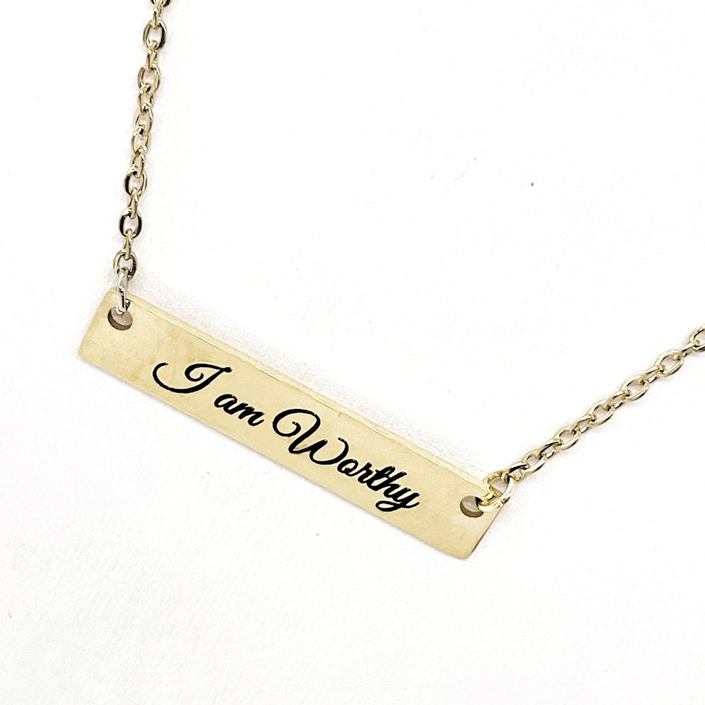 Affirmation Jewelry, I am Worthy Necklace, Encouraging Her, Motivating Her, Strong Woman Gift, Affirmation Necklace, Affirmation Words