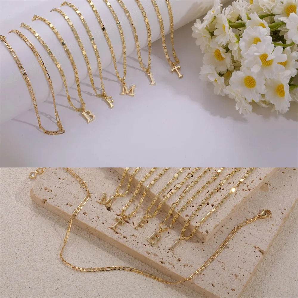 26 Letters A-Z Stainless Steel Chain Anklets For Women