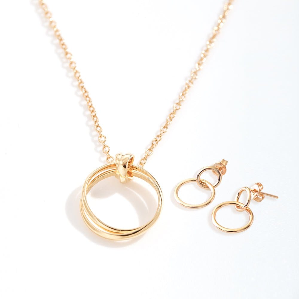 Unicorn Linked Circles Earring and Necklace Jewelry Set